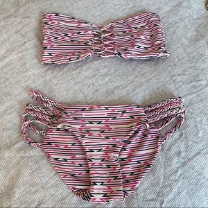 Tori Praver Reversible Bandeau Top + Strappy Bikini Bottoms